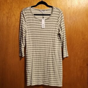 H&M Gray and White Striped Dress
